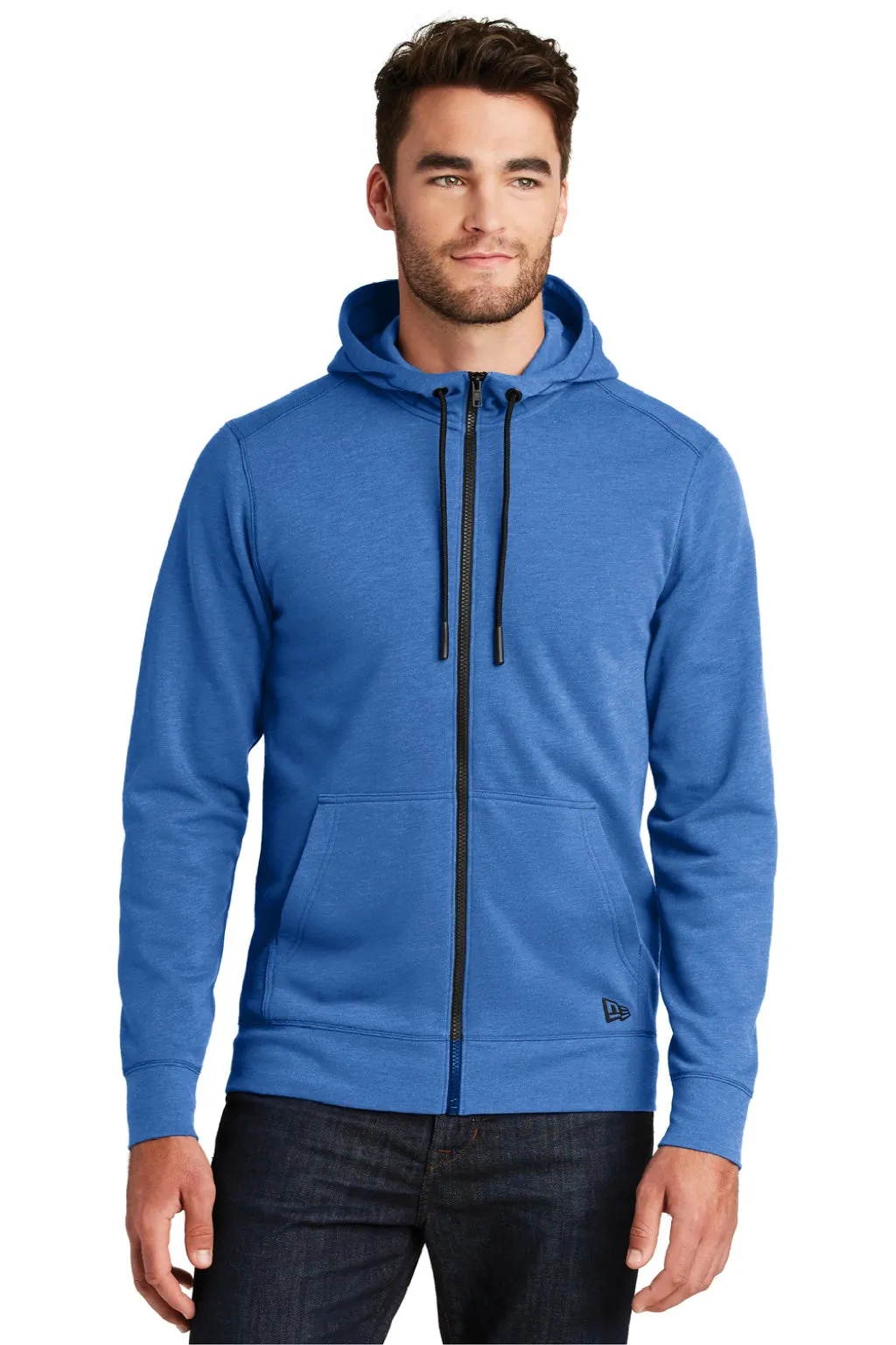 New Era Mens Fleece Full Zip Hooded Sweatshirt Hoodie w/ Pockets - Heather Royal Blue  Buy original Clothing New-Era
