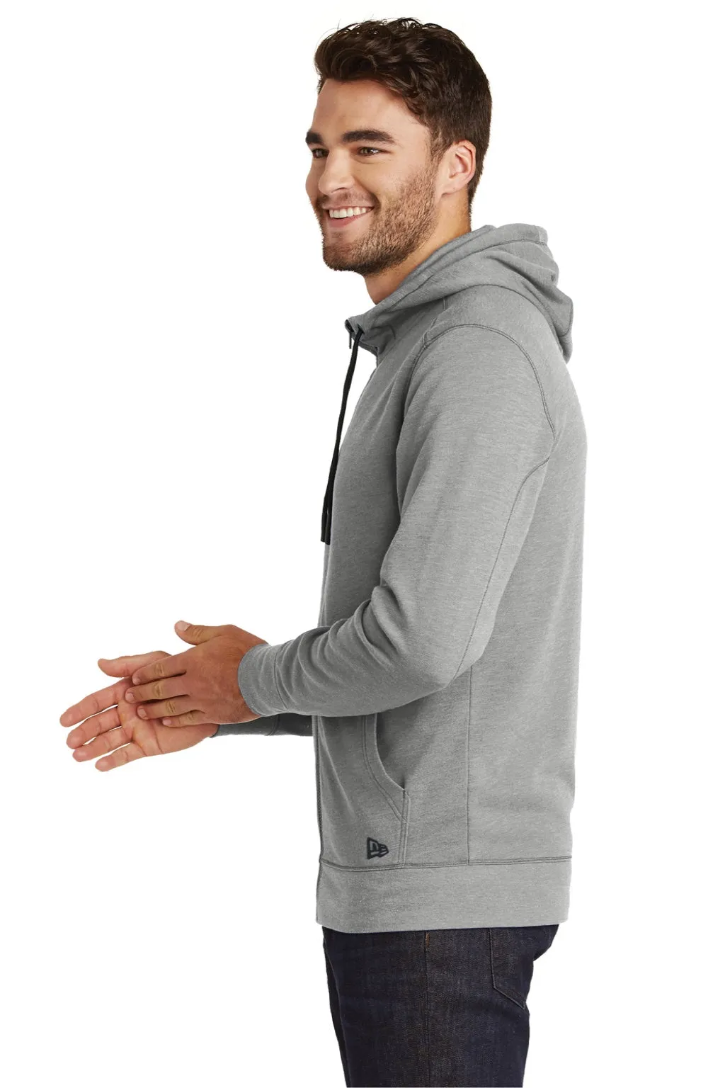 New Era Mens Fleece Full Zip Hooded Sweatshirt Hoodie w/ Pockets - Heather Shadow Grey  Buy original Clothing New-Era