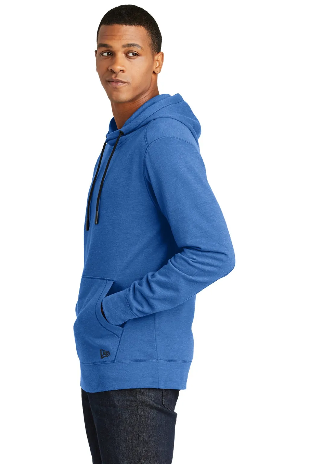 New Era Mens Fleece Hooded Sweatshirt Hoodie w/ Pouch Pocket - Heather Royal Blue