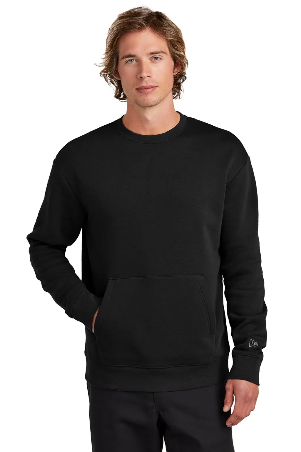 New Era Mens Heritage Fleece Crewneck Sweatshirt w/ Pocket - Black  Buy original Clothing New-Era