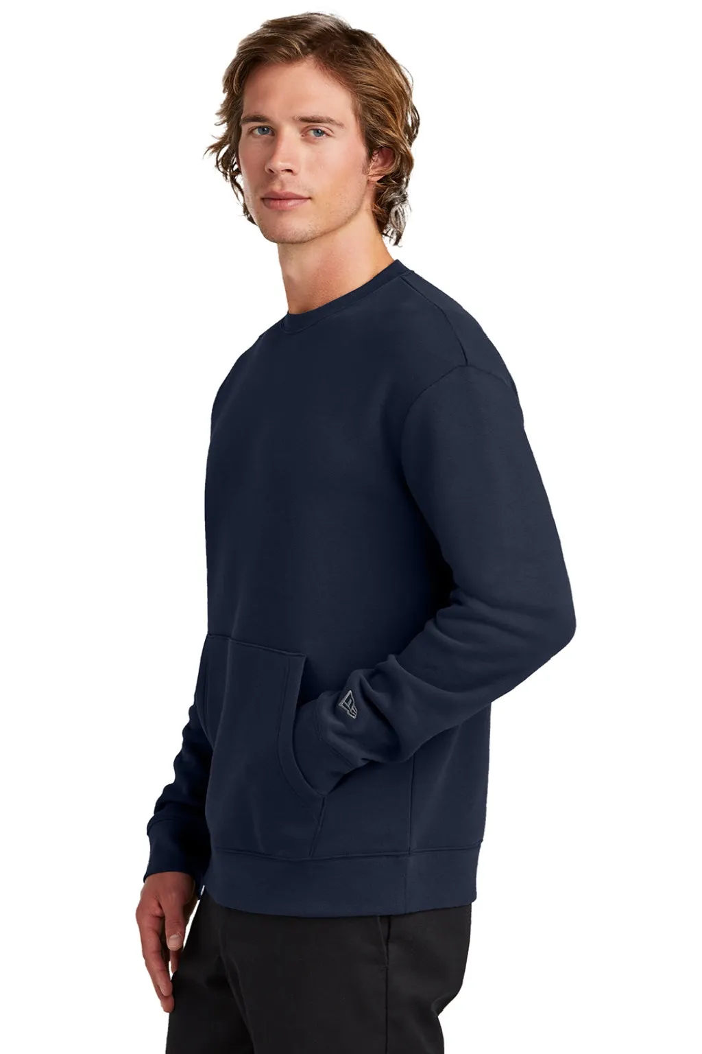New Era Mens Heritage Fleece Crewneck Sweatshirt w/ Pocket - True Navy Blue