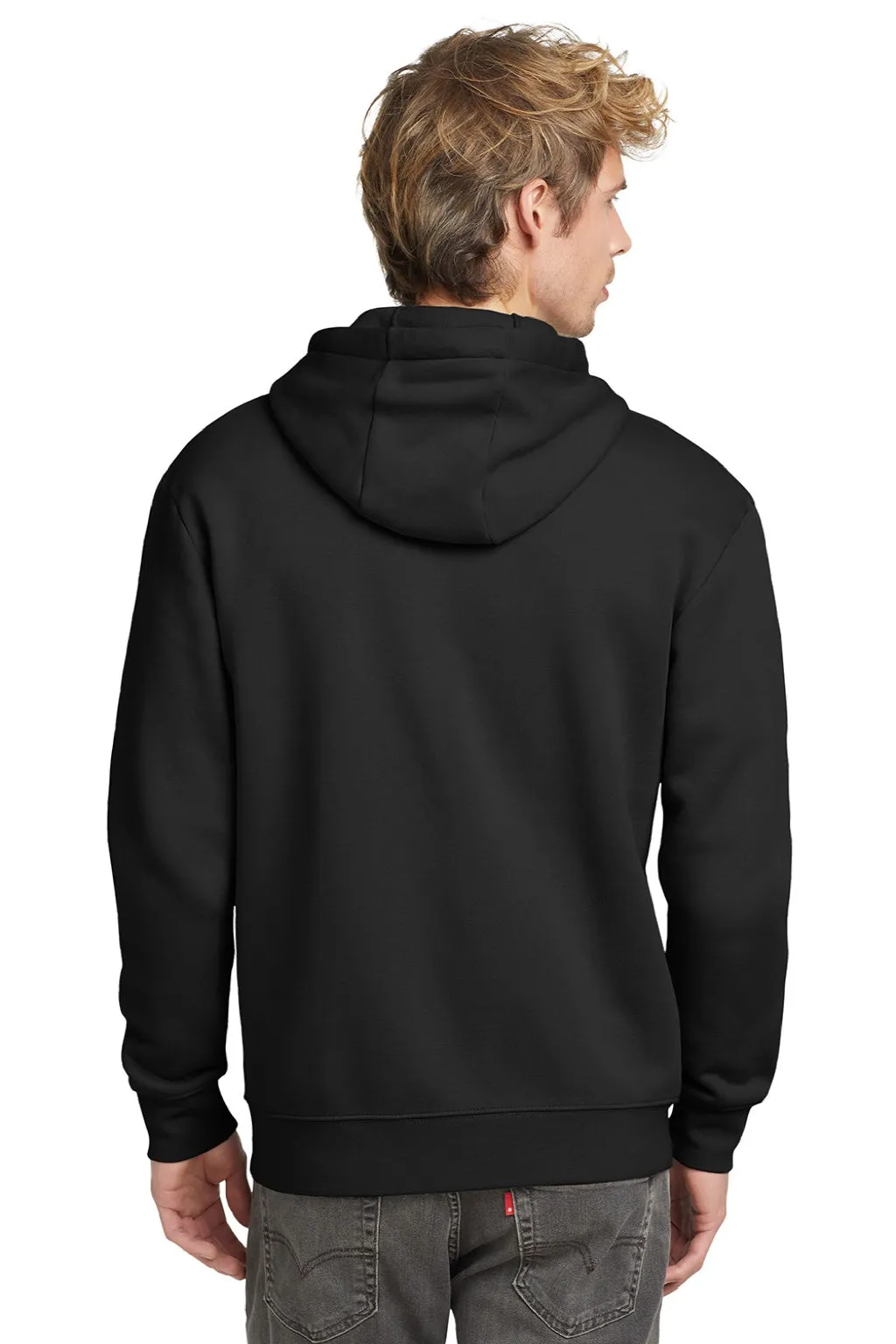 New Era Mens Heritage Fleece Full Zip Hooded Sweatshirt Hoodie w/ Pockets - Black