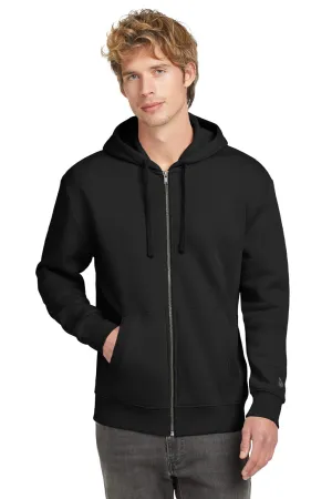 New Era Mens Heritage Fleece Full Zip Hooded Sweatshirt Hoodie w/ Pockets - Black