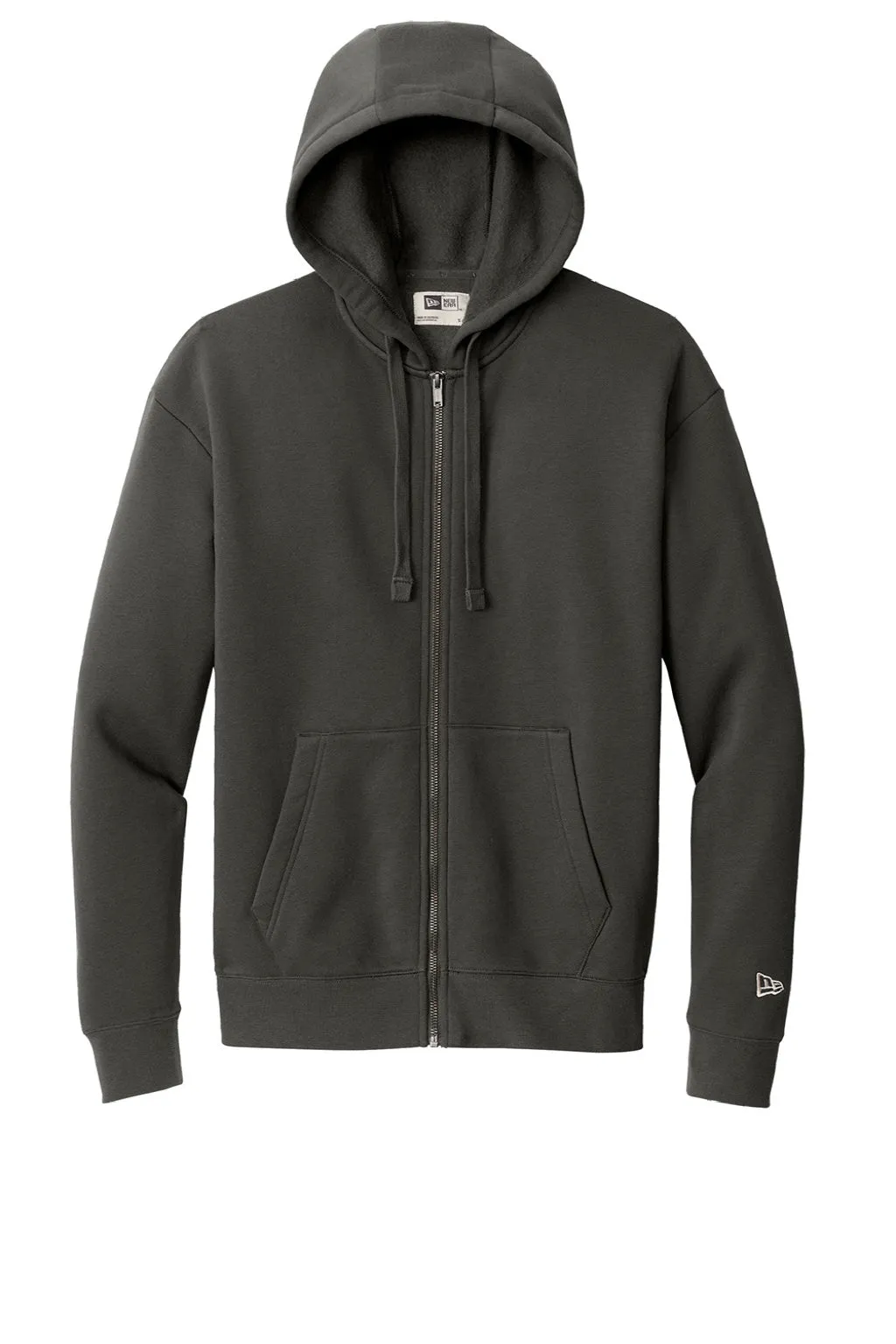New Era Mens Heritage Fleece Full Zip Hooded Sweatshirt Hoodie w/ Pockets - Graphite Grey  Buy original Clothing New-Era