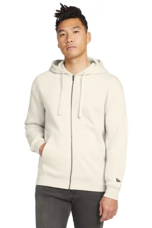 New Era Mens Heritage Fleece Full Zip Hooded Sweatshirt Hoodie w/ Pockets - Soft Beige  Buy original Clothing New-Era