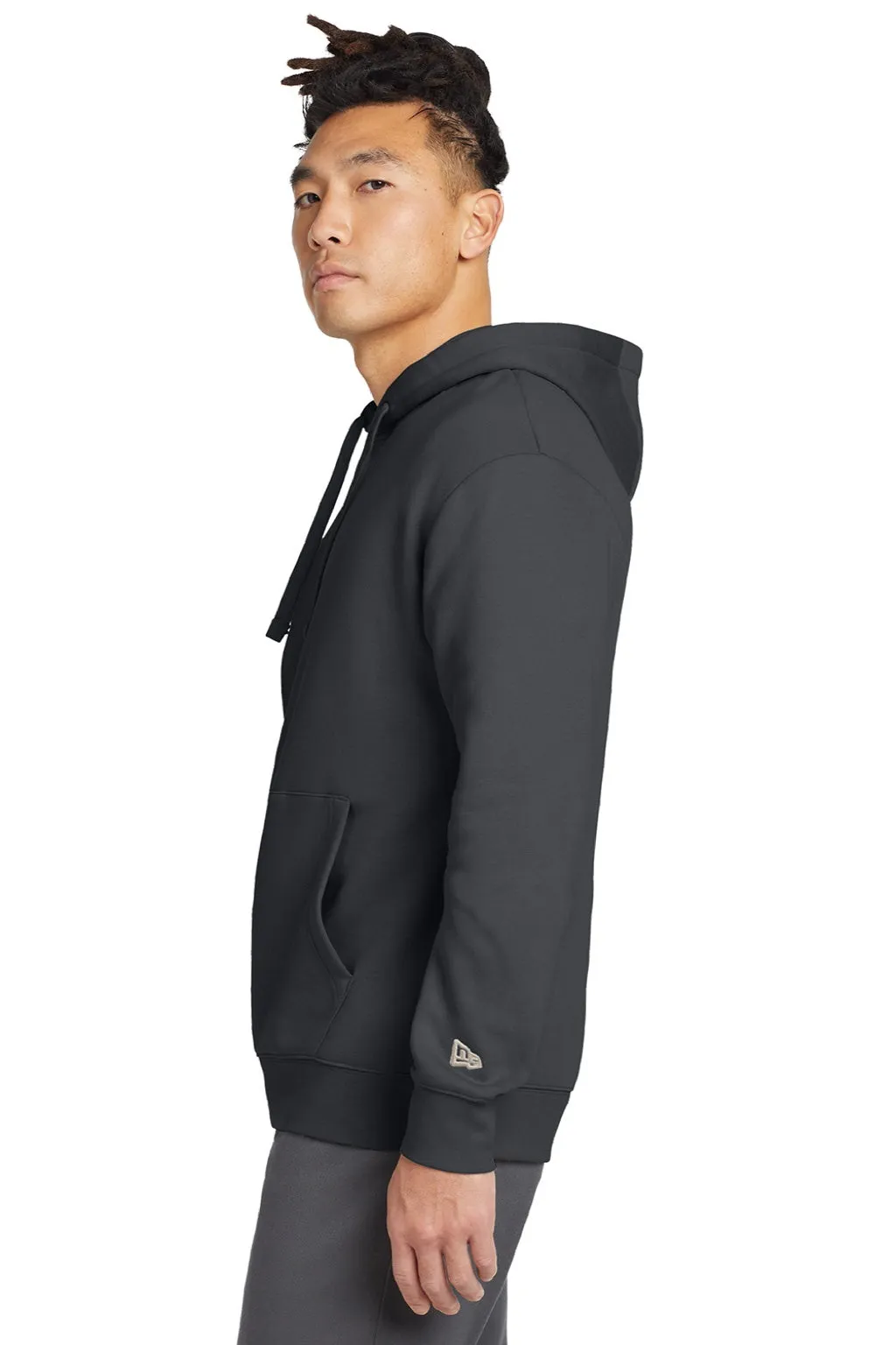 New Era Mens Heritage Fleece Hooded Sweatshirt Hoodie w/ Pouch Pocket - Graphite Grey  Buy original Clothing New-Era