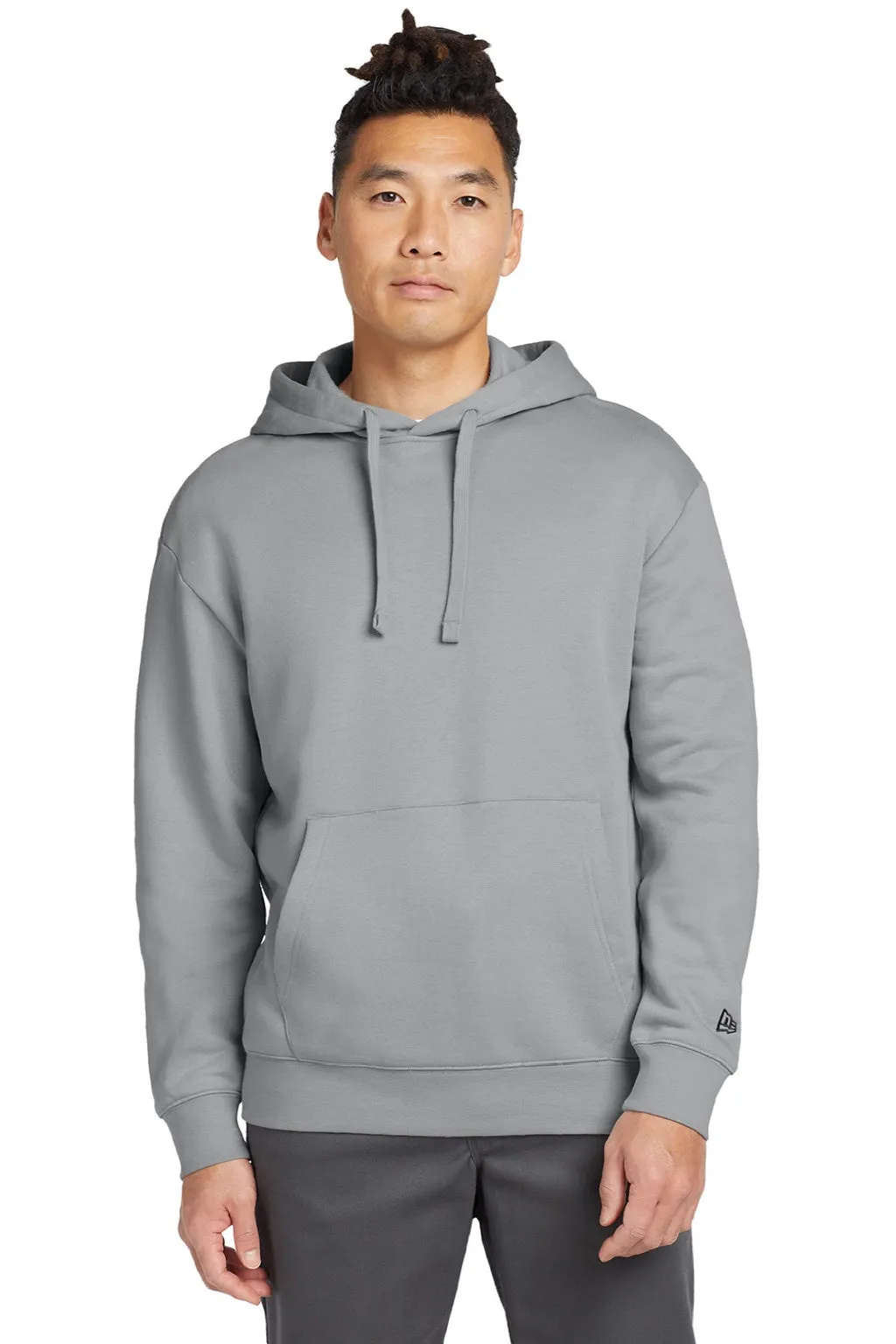 New Era Mens Heritage Fleece Hooded Sweatshirt Hoodie w/ Pouch Pocket - Rainstorm Grey  Buy original Clothing New-Era