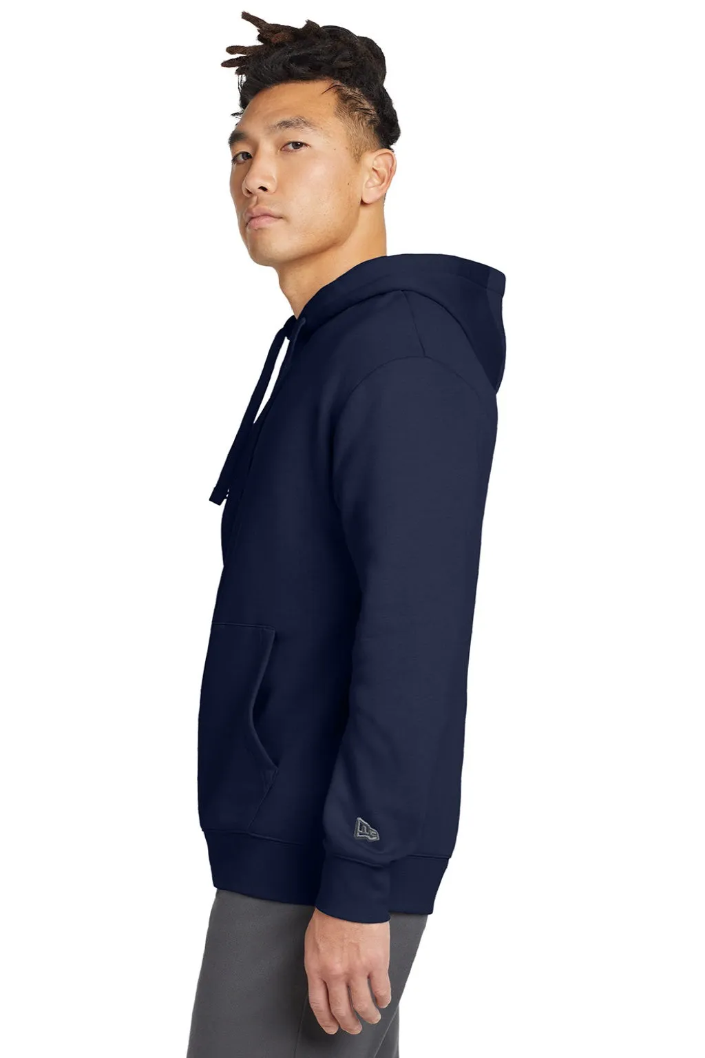 New Era Mens Heritage Fleece Hooded Sweatshirt Hoodie w/ Pouch Pocket - True Navy Blue
