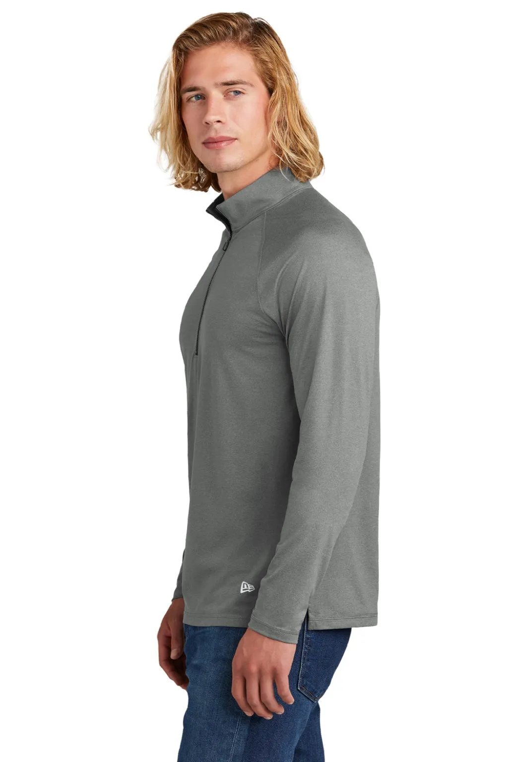 New Era Mens Power Moisture Wicking 1/4 Zip Sweatshirt - Heather Shadow Grey