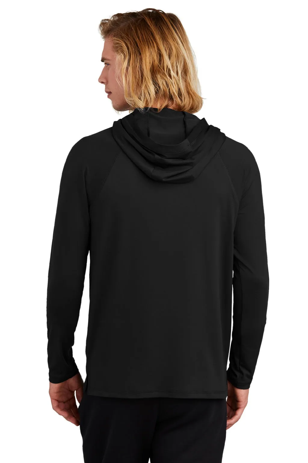 New Era Mens Power Moisture Wicking Long Sleeve Hooded T-Shirt Hoodie - Black