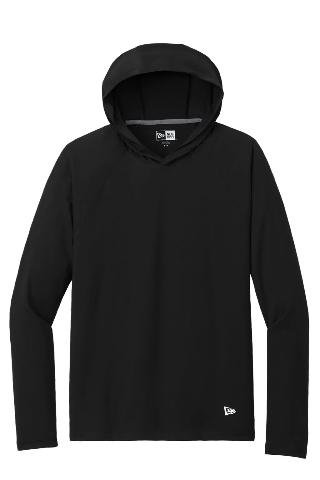 New Era Mens Power Moisture Wicking Long Sleeve Hooded T-Shirt Hoodie - Black