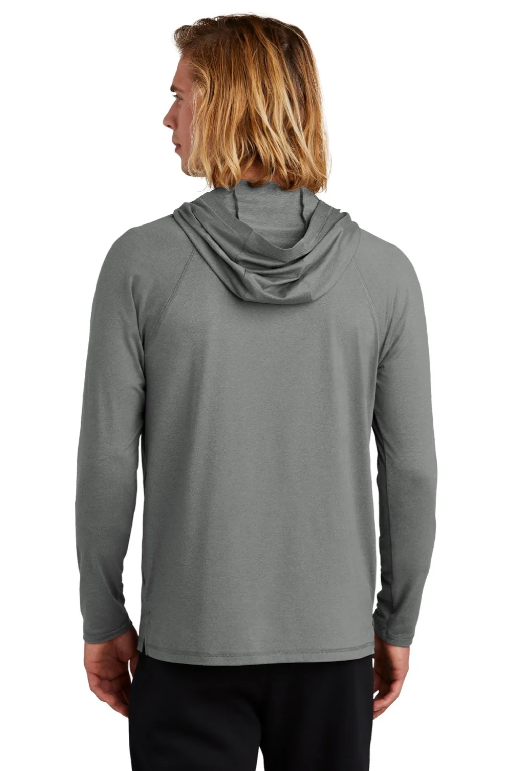 New Era Mens Power Moisture Wicking Long Sleeve Hooded T-Shirt Hoodie - Heather Shadow Grey