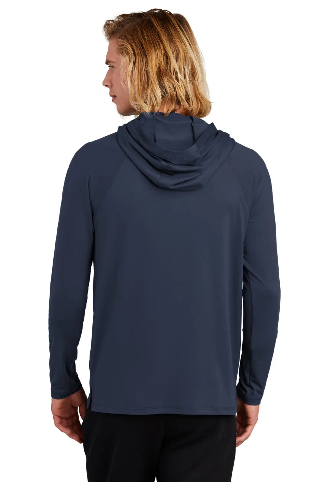 New Era Mens Power Moisture Wicking Long Sleeve Hooded T-Shirt Hoodie - True Navy Blue