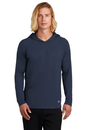 New Era Mens Power Moisture Wicking Long Sleeve Hooded T-Shirt Hoodie - True Navy Blue