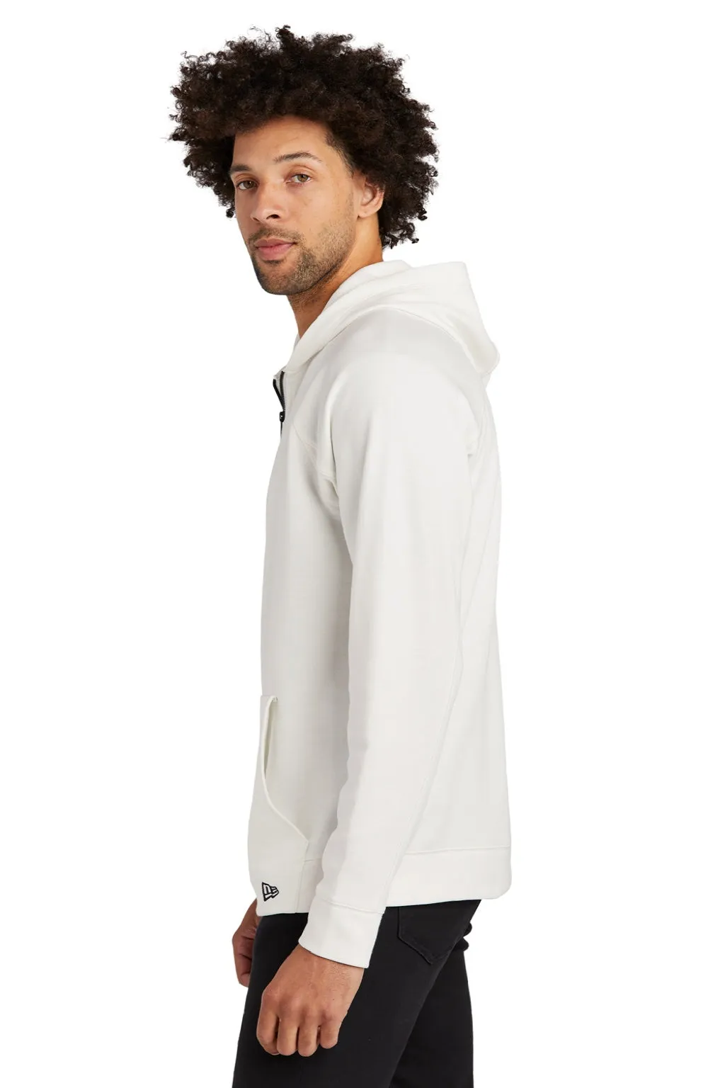 New Era Mens STS 1/4 Zip Hooded Sweatshirt Hoodie w/ Pouch Pocket - Fan White