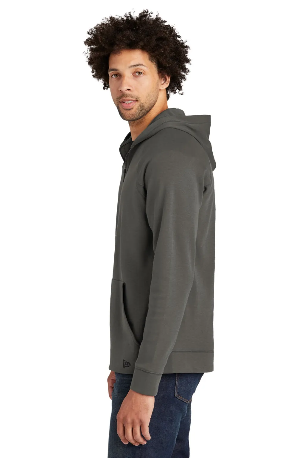 New Era Mens STS 1/4 Zip Hooded Sweatshirt Hoodie w/ Pouch Pocket - Graphite Grey