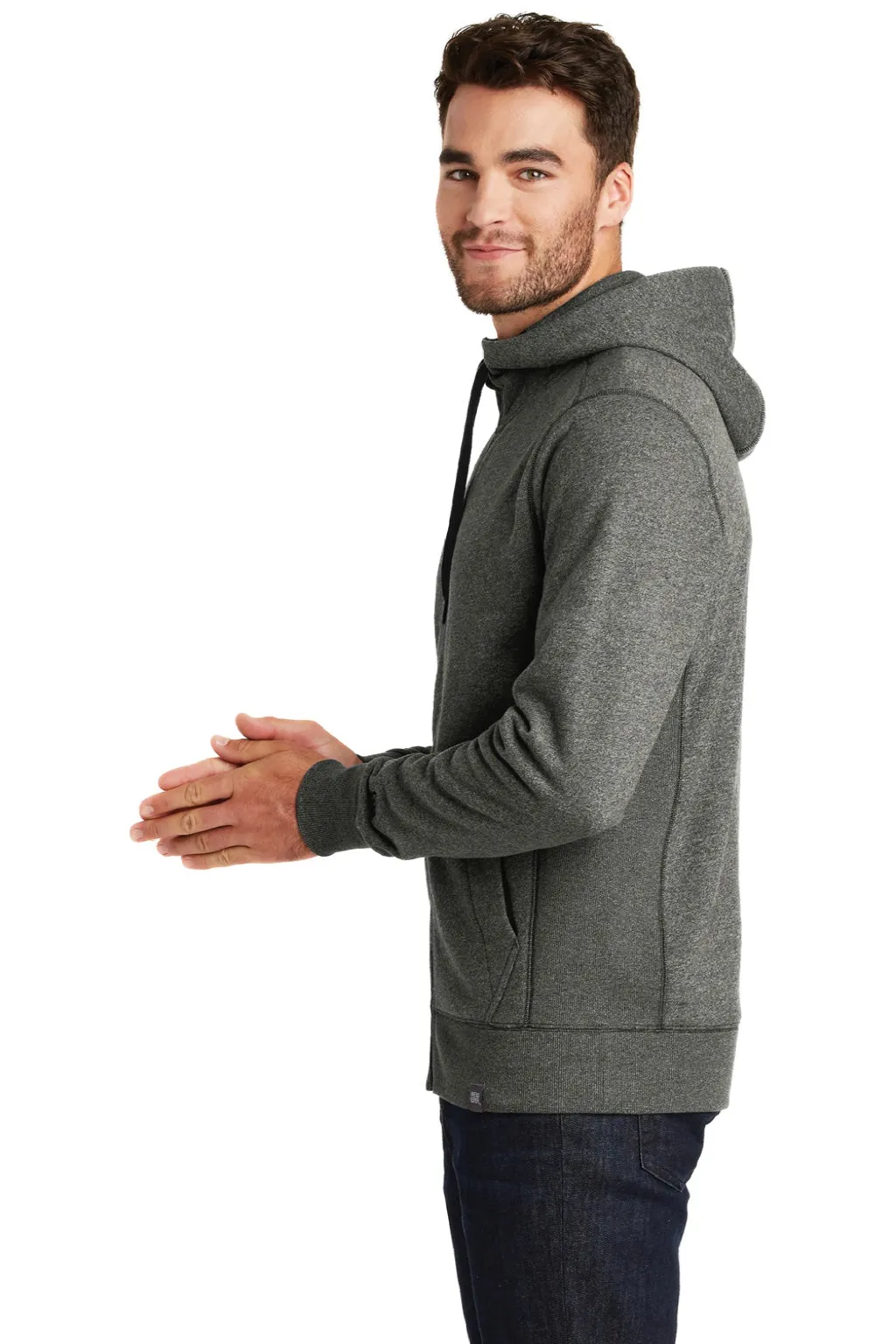 New Era Mens Sueded French Terry Full Zip Hooded Sweatshirt Hoodie w/ Pockets - Black Twist  Buy original Clothing New-Era