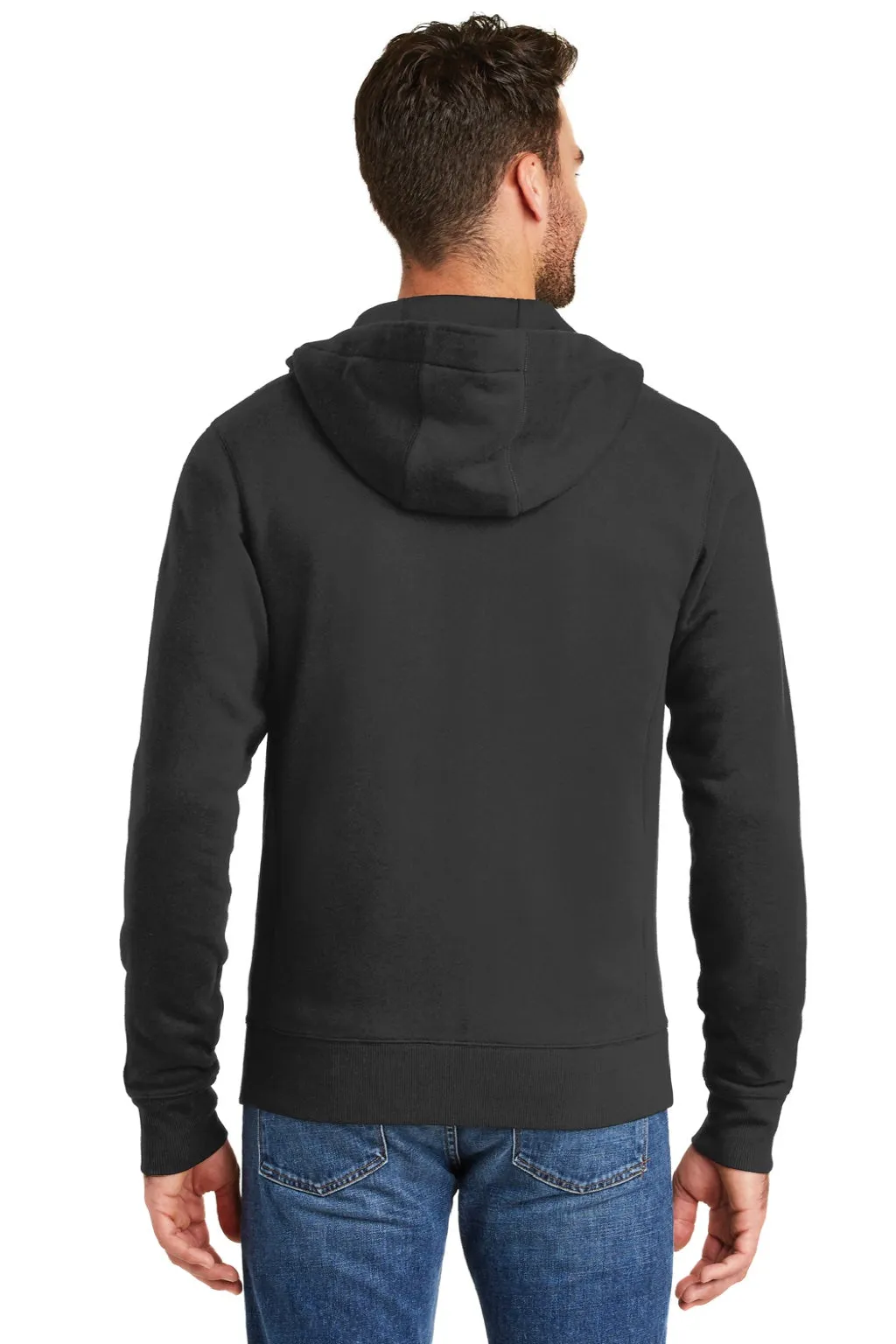 New Era Mens Sueded French Terry Full Zip Hooded Sweatshirt Hoodie w/ Pockets - Black