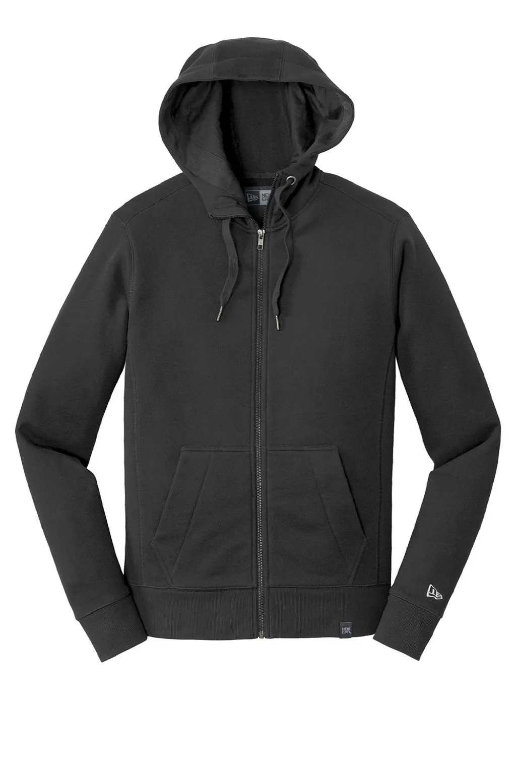 New Era Mens Sueded French Terry Full Zip Hooded Sweatshirt Hoodie w/ Pockets - Black