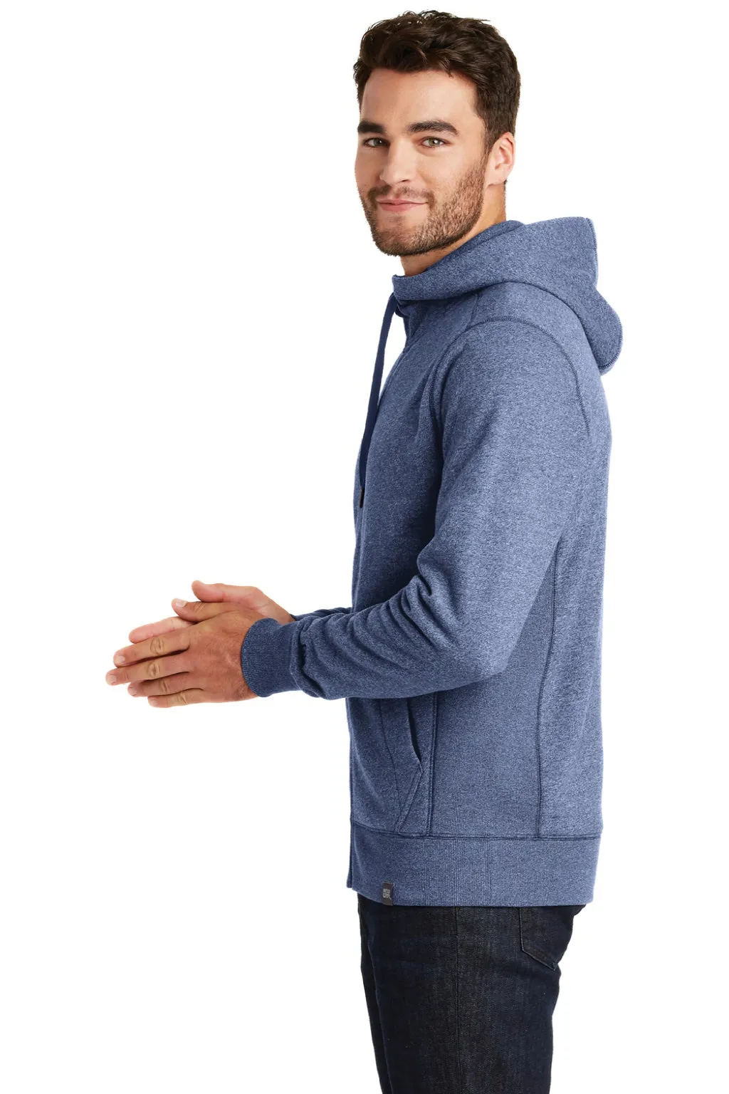 New Era Mens Sueded French Terry Full Zip Hooded Sweatshirt Hoodie w/ Pockets - Dark Royal Blue Twist  Buy original Clothing New-Era