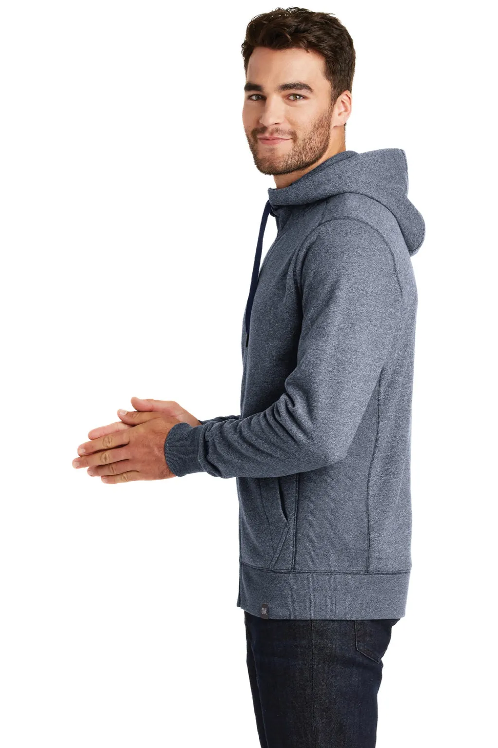 New Era Mens Sueded French Terry Full Zip Hooded Sweatshirt Hoodie w/ Pockets - Navy Blue Twist  Buy original Clothing New-Era