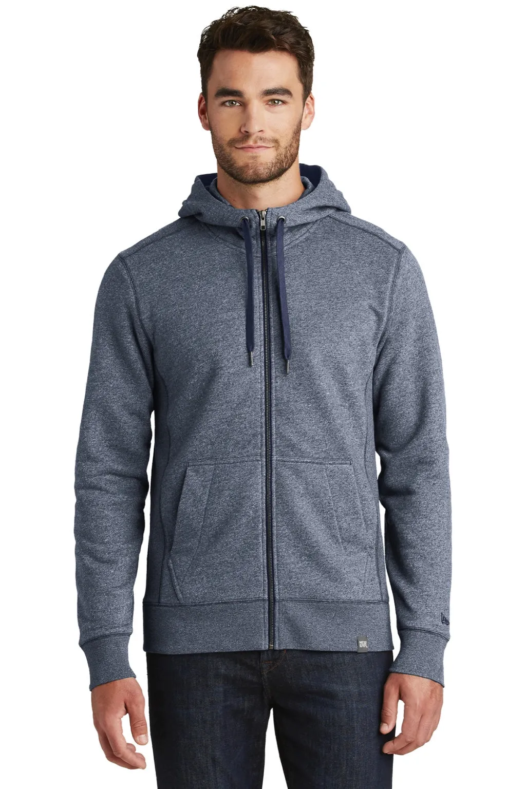 New Era Mens Sueded French Terry Full Zip Hooded Sweatshirt Hoodie w/ Pockets - Navy Blue Twist  Buy original Clothing New-Era