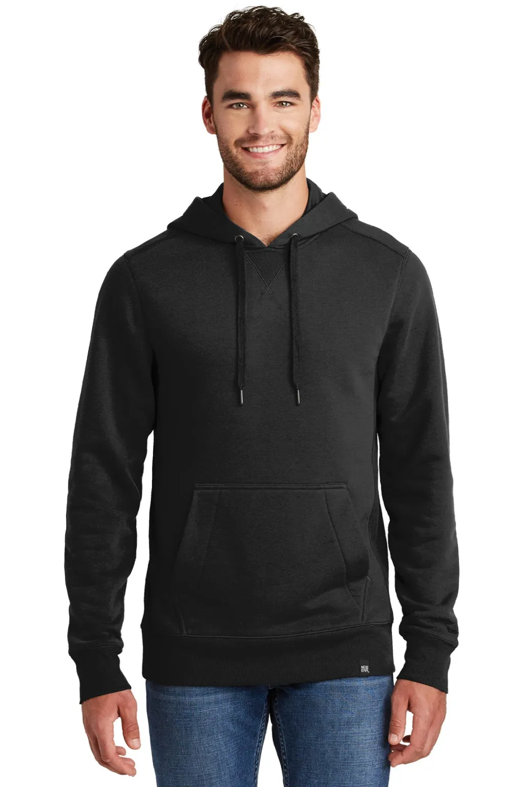 New Era Mens Sueded French Terry Hooded Sweatshirt Hoodie w/ Pouch Pocket - Black  Buy original Clothing New-Era