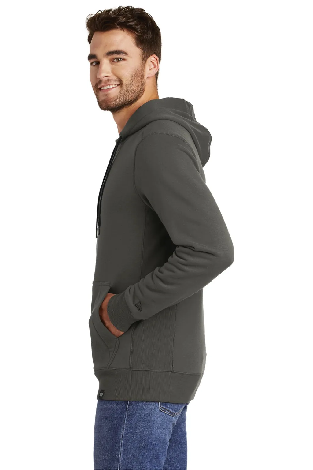 New Era Mens Sueded French Terry Hooded Sweatshirt Hoodie w/ Pouch Pocket - Graphite Grey  Buy original Clothing New-Era