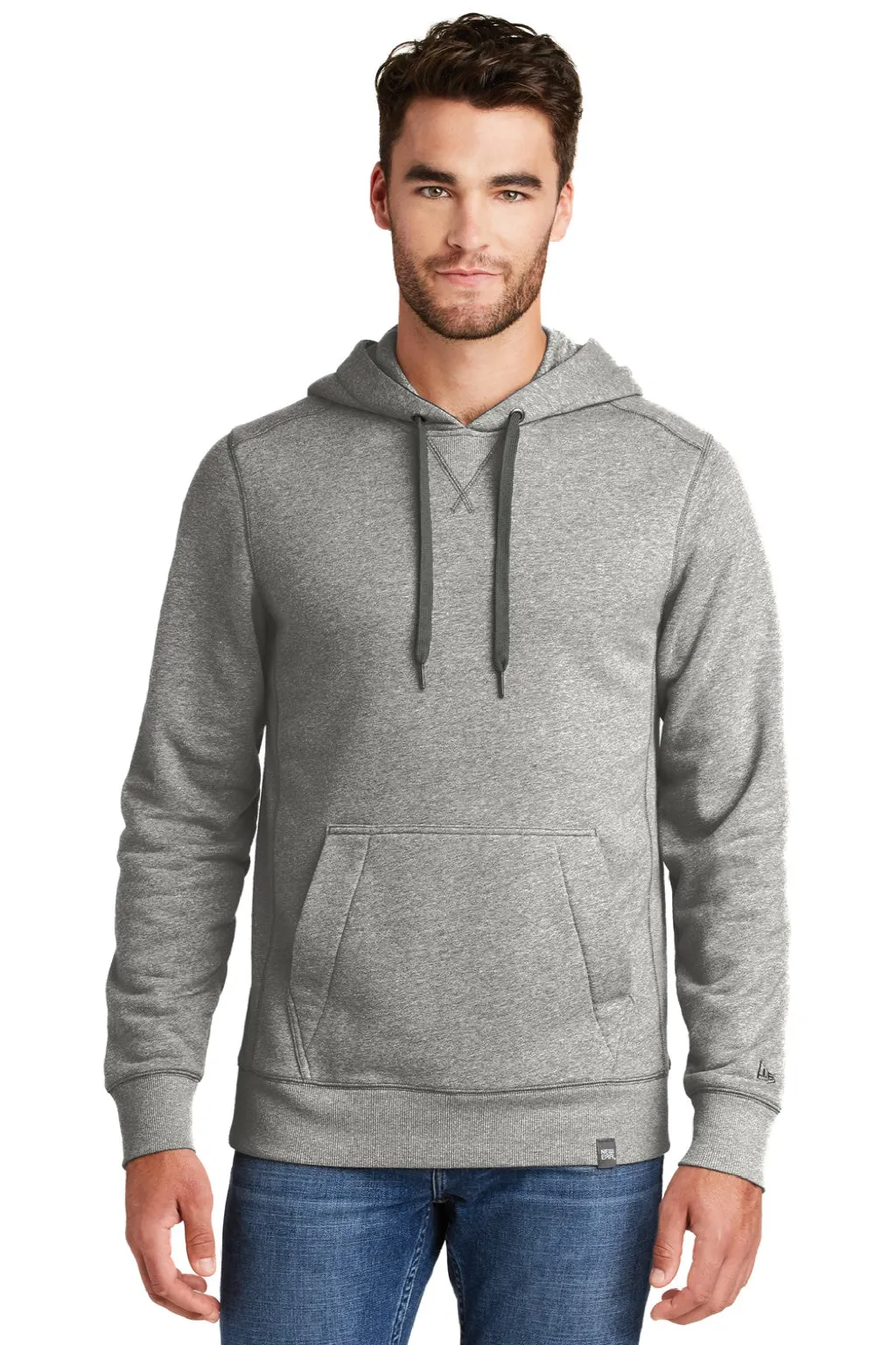New Era Mens Sueded French Terry Hooded Sweatshirt Hoodie w/ Pouch Pocket - Light Graphite Grey Twist  Buy original Clothing New-Era