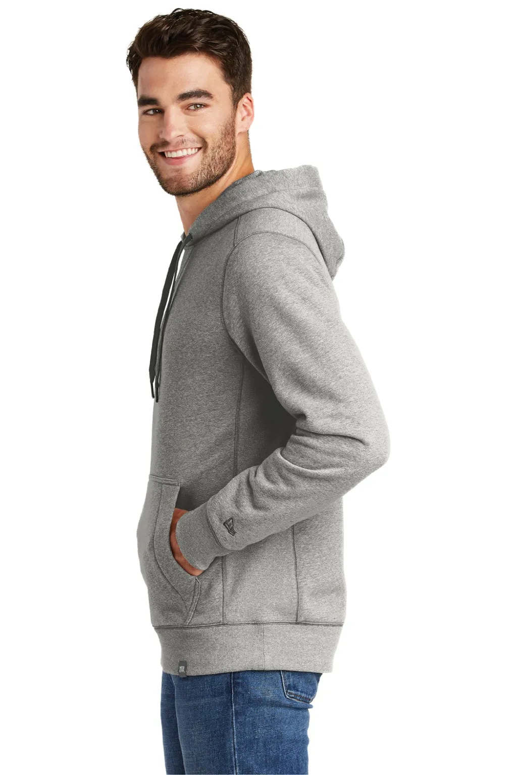 New Era Mens Sueded French Terry Hooded Sweatshirt Hoodie w/ Pouch Pocket - Light Graphite Grey Twist  Buy original Clothing New-Era