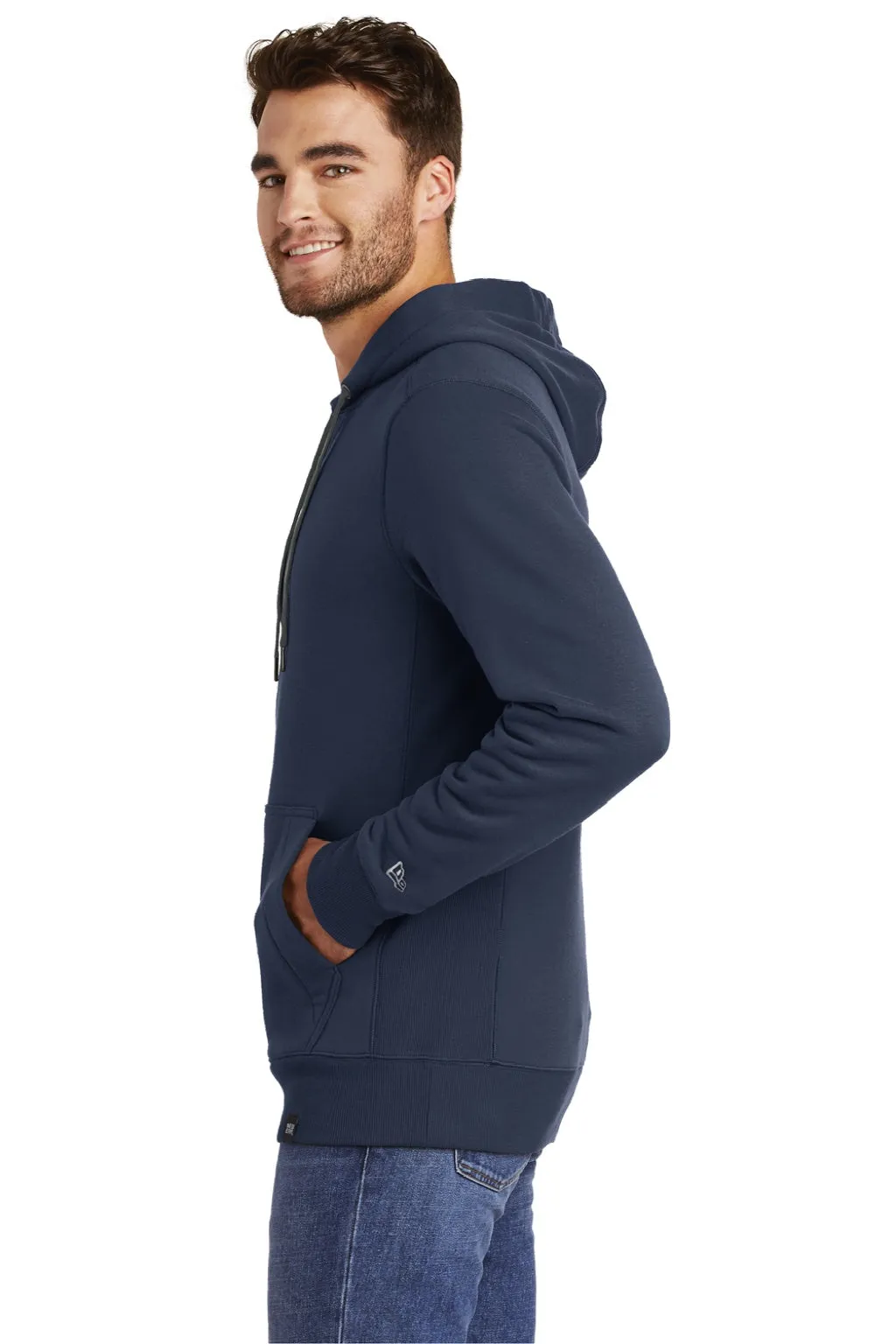 New Era Mens Sueded French Terry Hooded Sweatshirt Hoodie w/ Pouch Pocket - Navy Blue  Buy original Clothing New-Era
