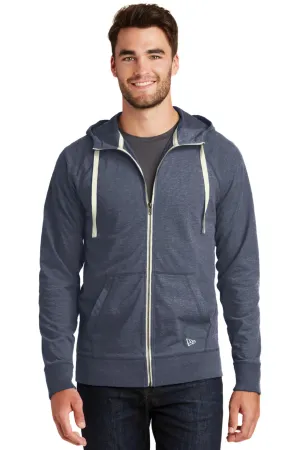 New Era Mens Sueded Full Zip Hooded Sweatshirt Hoodie w/ Pockets - Heather Navy Blue