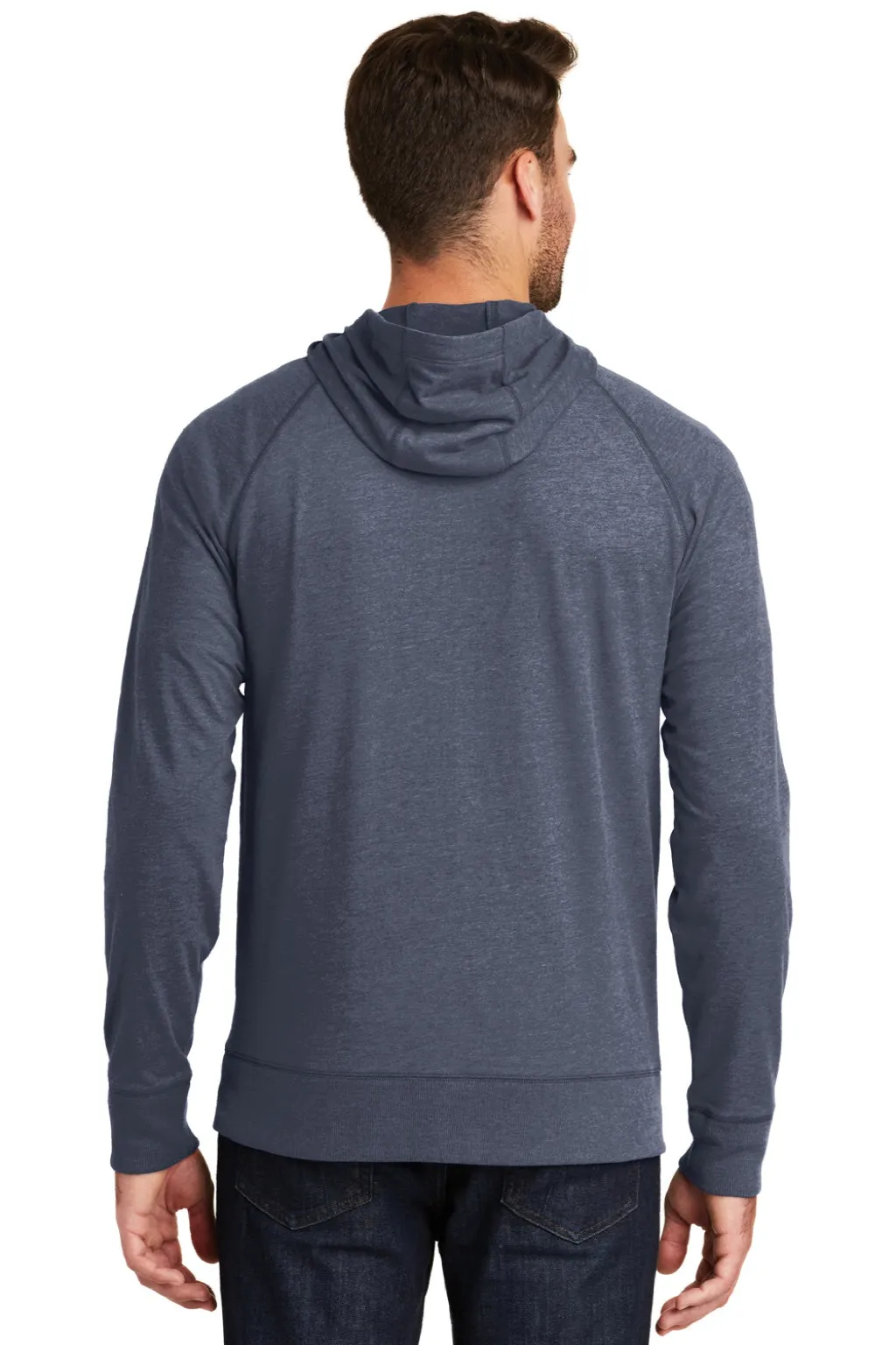 New Era Mens Sueded Full Zip Hooded Sweatshirt Hoodie w/ Pockets - Heather Navy Blue