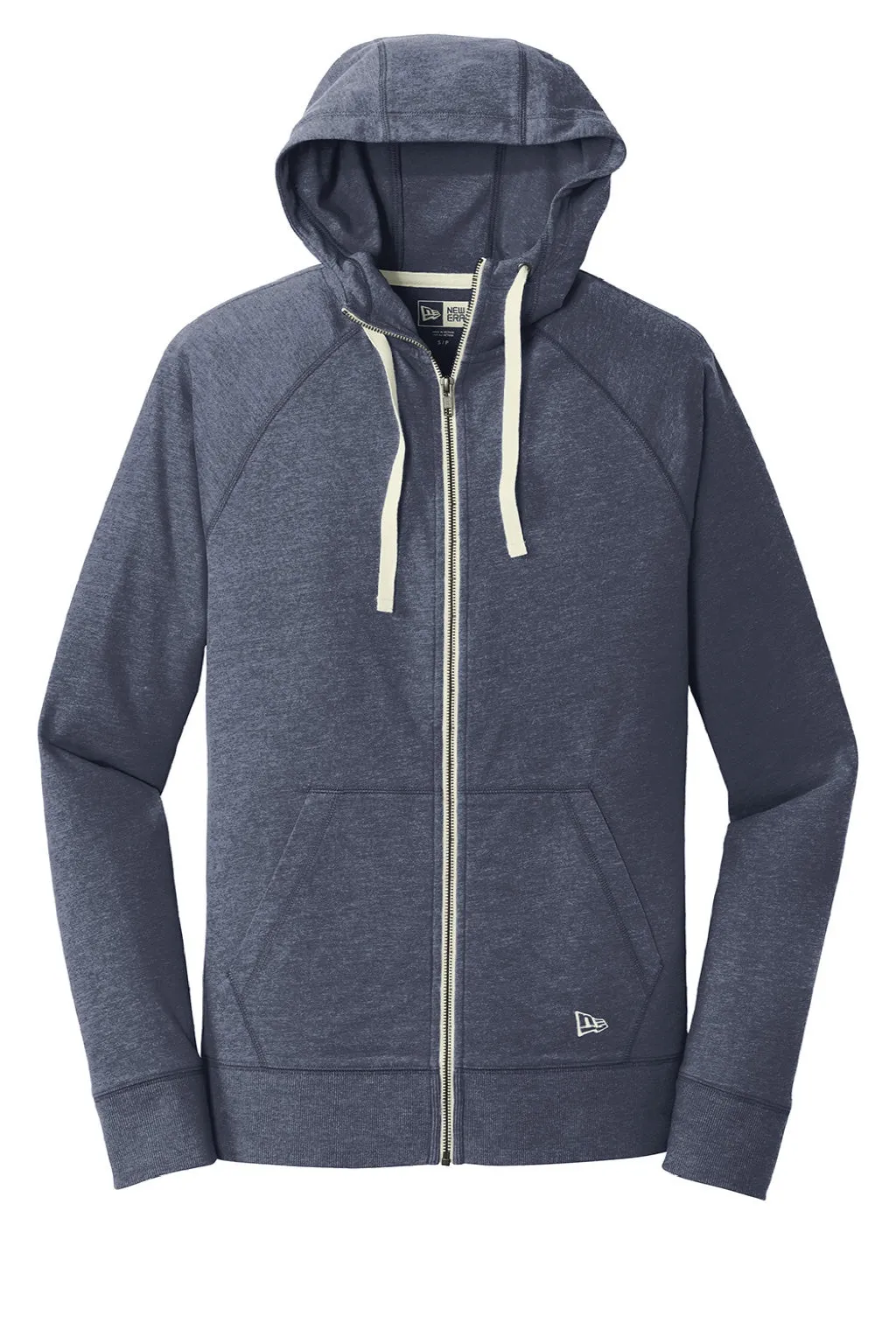 New Era Mens Sueded Full Zip Hooded Sweatshirt Hoodie w/ Pockets - Heather Navy Blue