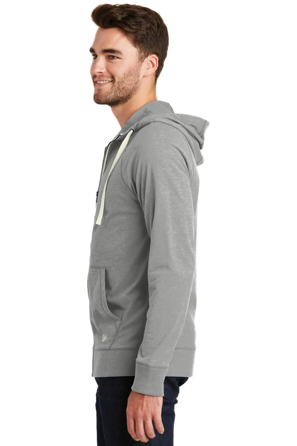 New Era Mens Sueded Full Zip Hooded Sweatshirt Hoodie w/ Pockets - Heather Shadow Grey  Buy original Clothing New-Era