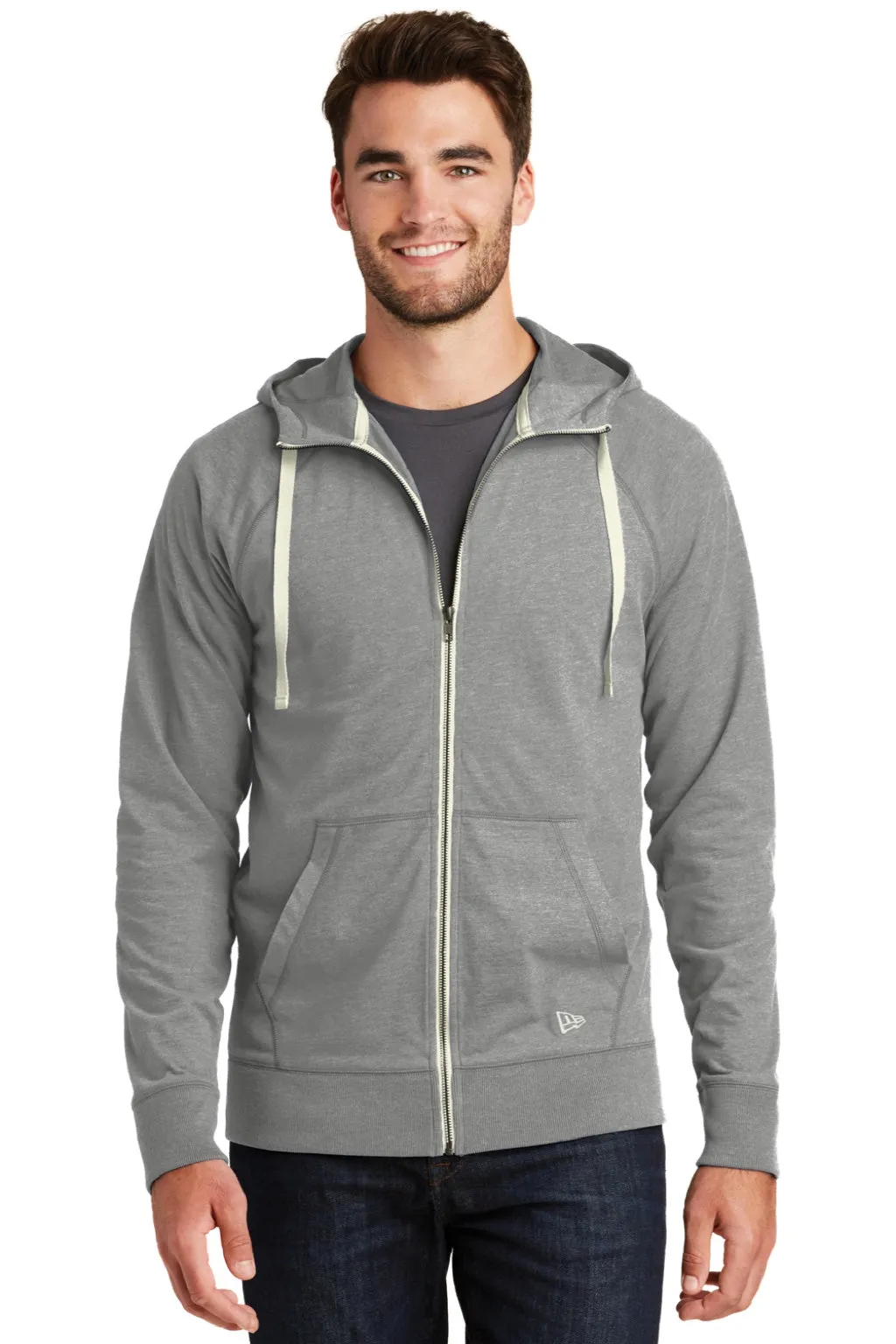 New Era Mens Sueded Full Zip Hooded Sweatshirt Hoodie w/ Pockets - Heather Shadow Grey  Buy original Clothing New-Era