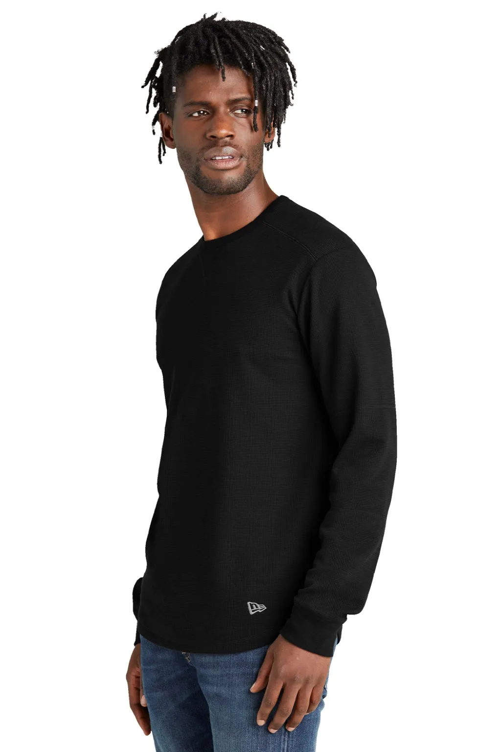 New Era Mens Thermal Crewneck Sweatshirt - Black