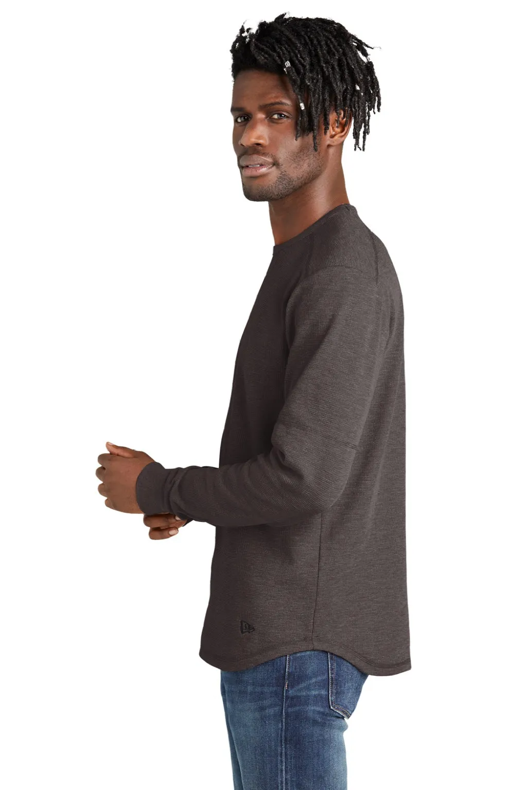 New Era Mens Thermal Crewneck Sweatshirt - Heather Black