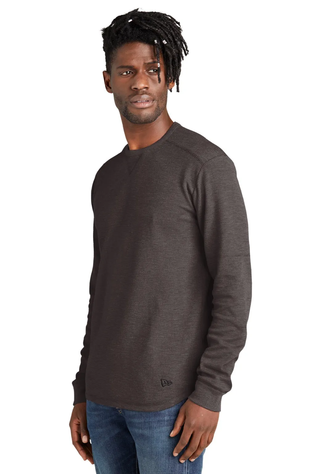 New Era Mens Thermal Crewneck Sweatshirt - Heather Black