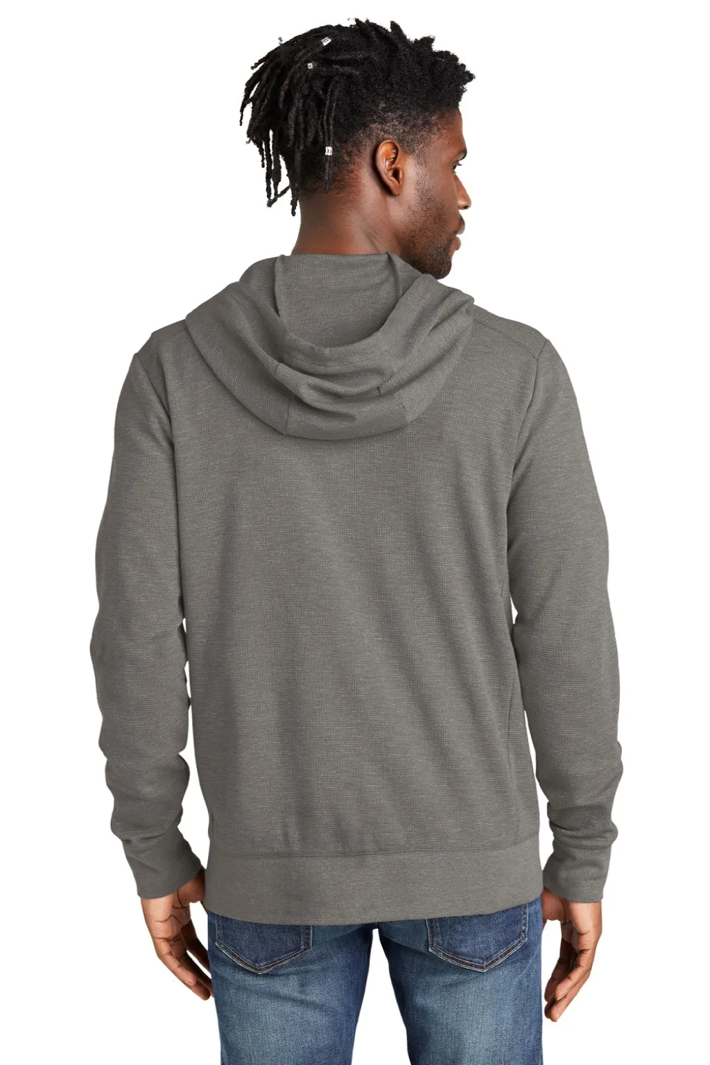 New Era Mens Thermal Full Zip Hooded Sweatshirt Hoodie w/ Pockets - Heather Shadow Grey