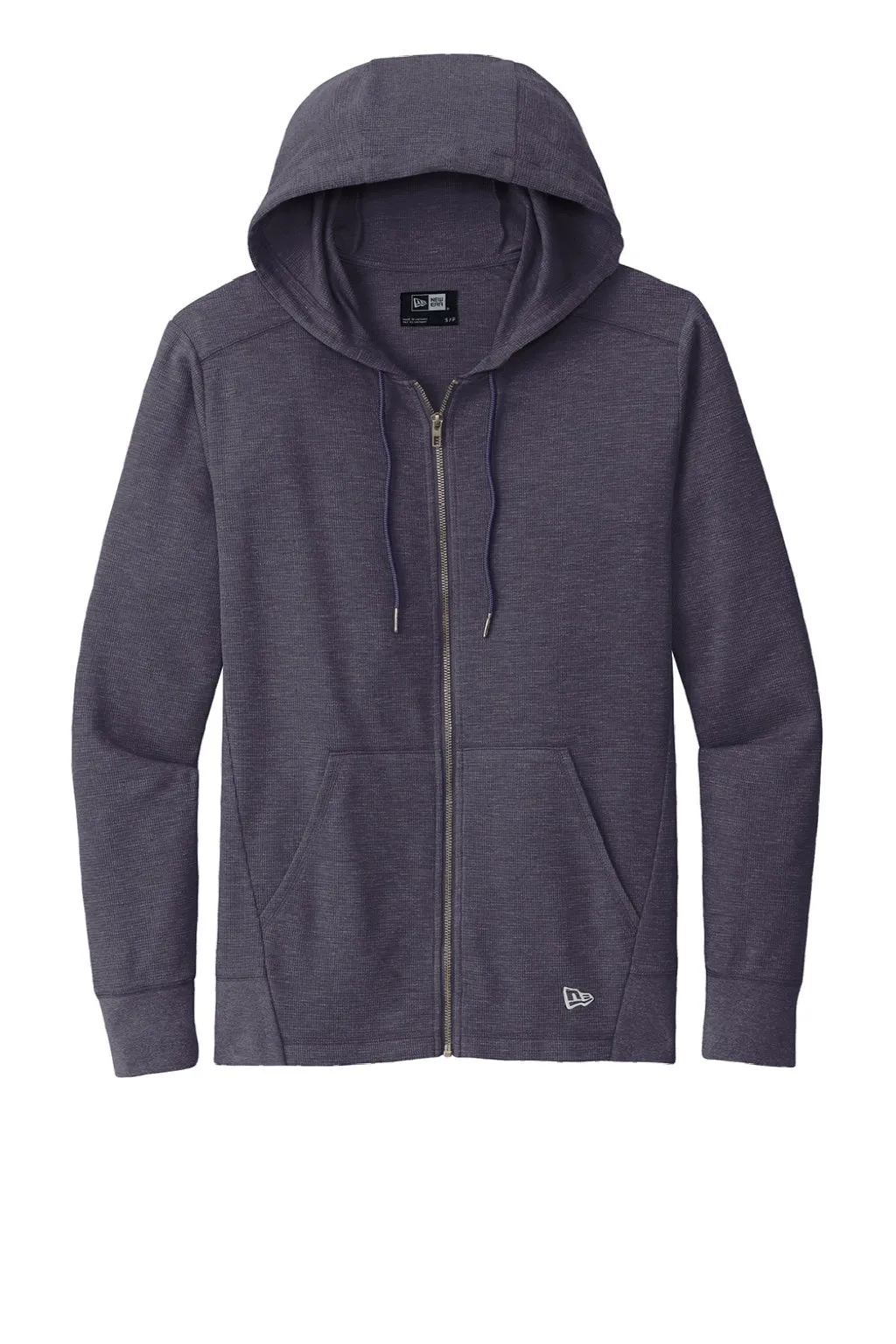 New Era Mens Thermal Full Zip Hooded Sweatshirt Hoodie w/ Pockets - Heather True Navy Blue  Buy original Clothing New-Era