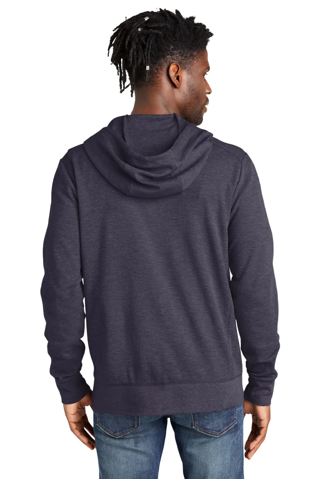 New Era Mens Thermal Full Zip Hooded Sweatshirt Hoodie w/ Pockets - Heather True Navy Blue  Buy original Clothing New-Era