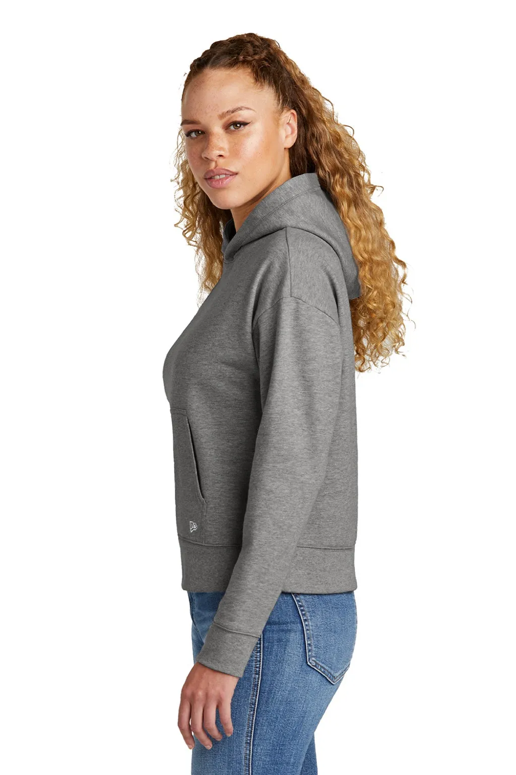New Era Womens Comeback Fleece Hooded Sweatshirt Hoodie w/ Pouch Pocket - Heather Dark Grey  Buy original Clothing New-Era