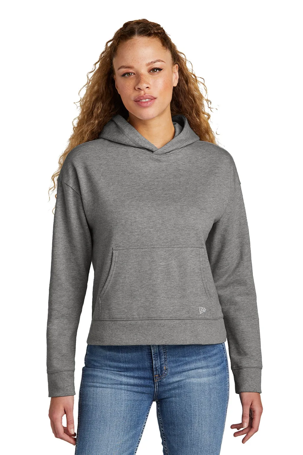 New Era Womens Comeback Fleece Hooded Sweatshirt Hoodie w/ Pouch Pocket - Heather Dark Grey  Buy original Clothing New-Era