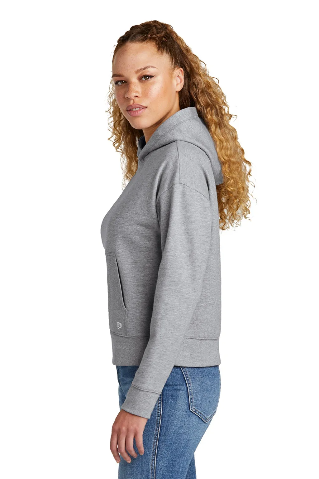 New Era Womens Comeback Fleece Hooded Sweatshirt Hoodie w/ Pouch Pocket - Heather Grey