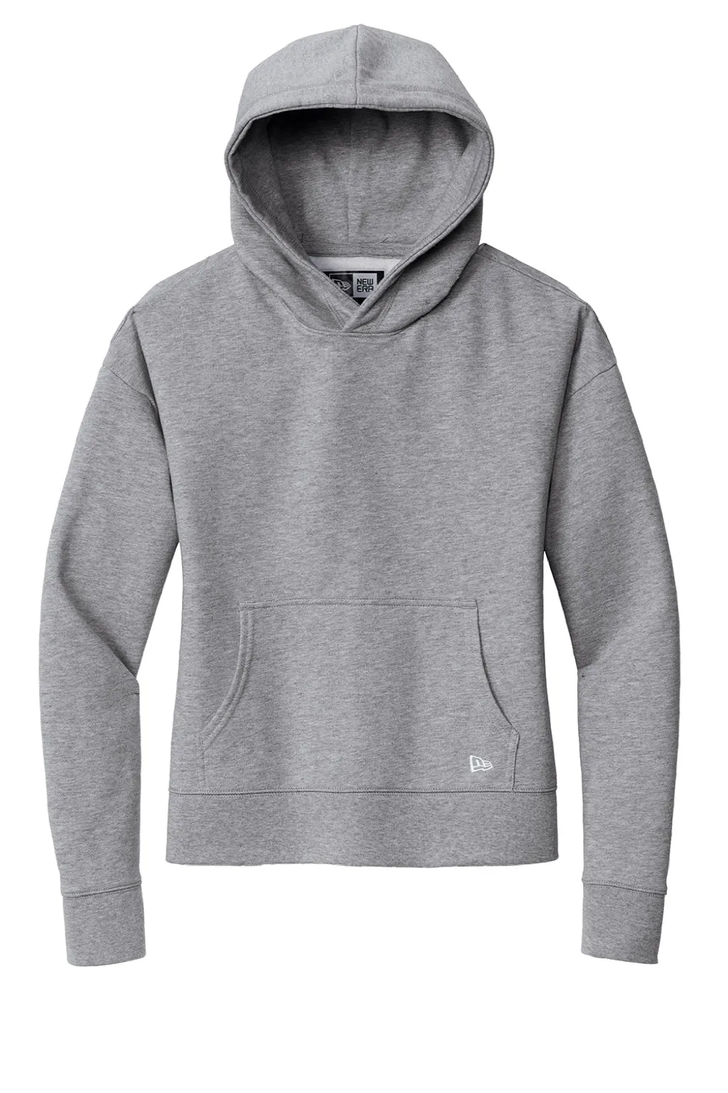 New Era Womens Comeback Fleece Hooded Sweatshirt Hoodie w/ Pouch Pocket - Heather Grey