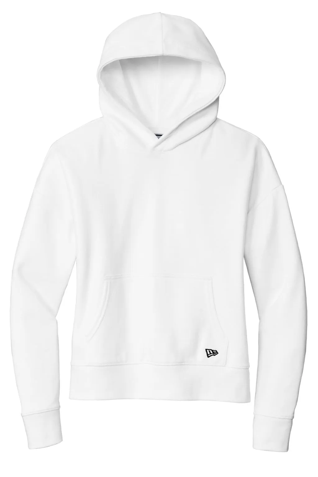 New Era Womens Comeback Fleece Hooded Sweatshirt Hoodie w/ Pouch Pocket - White
