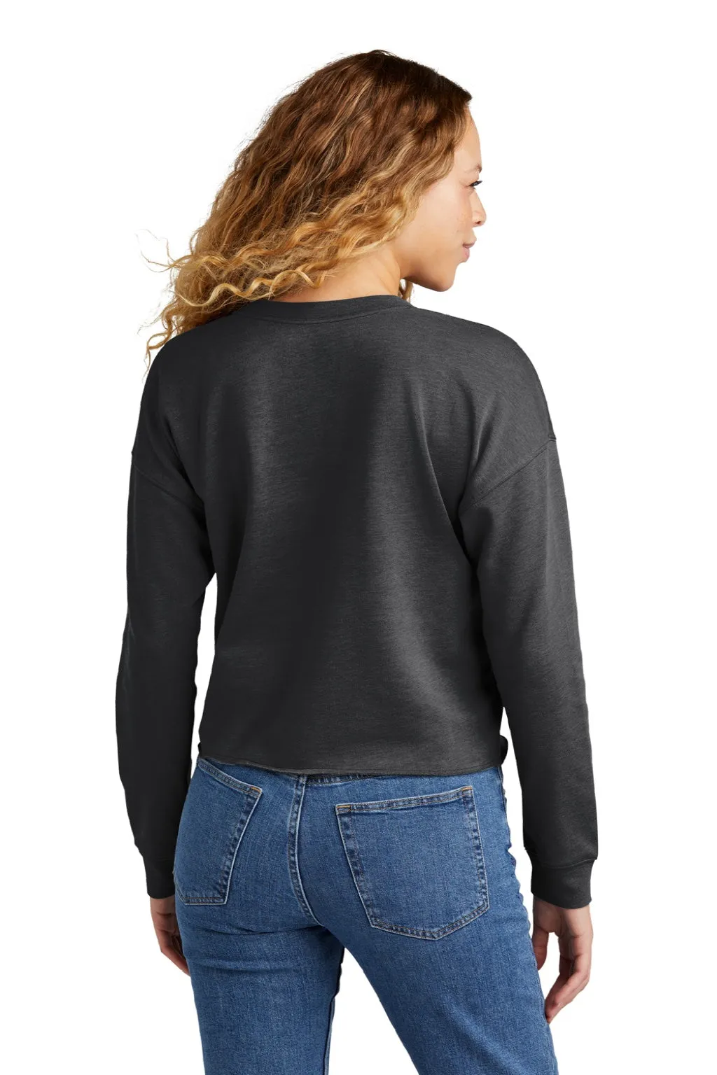 New Era Womens Fleece Crop Crewneck Sweatshirt - Heather Black