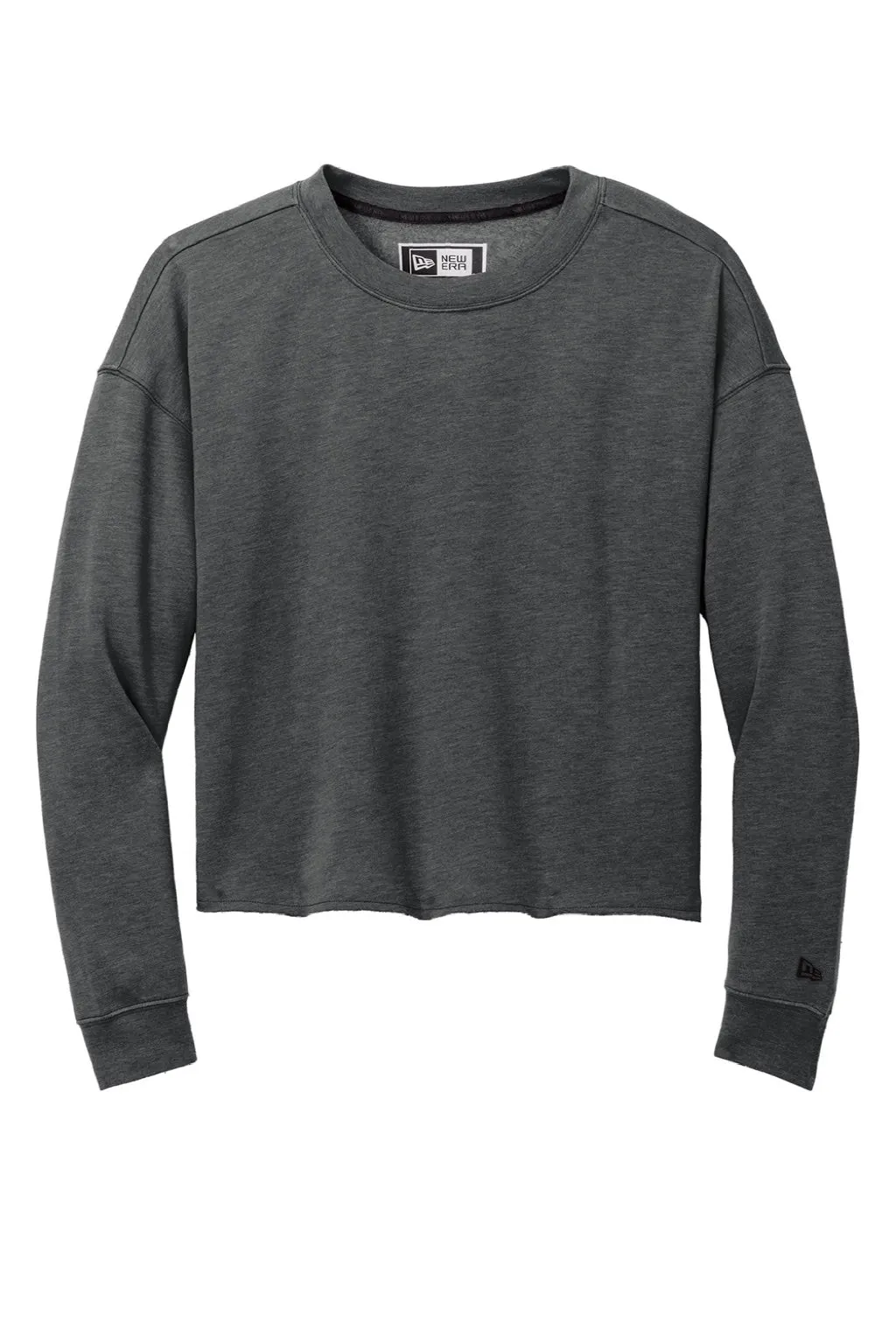 New Era Womens Fleece Crop Crewneck Sweatshirt - Heather Black