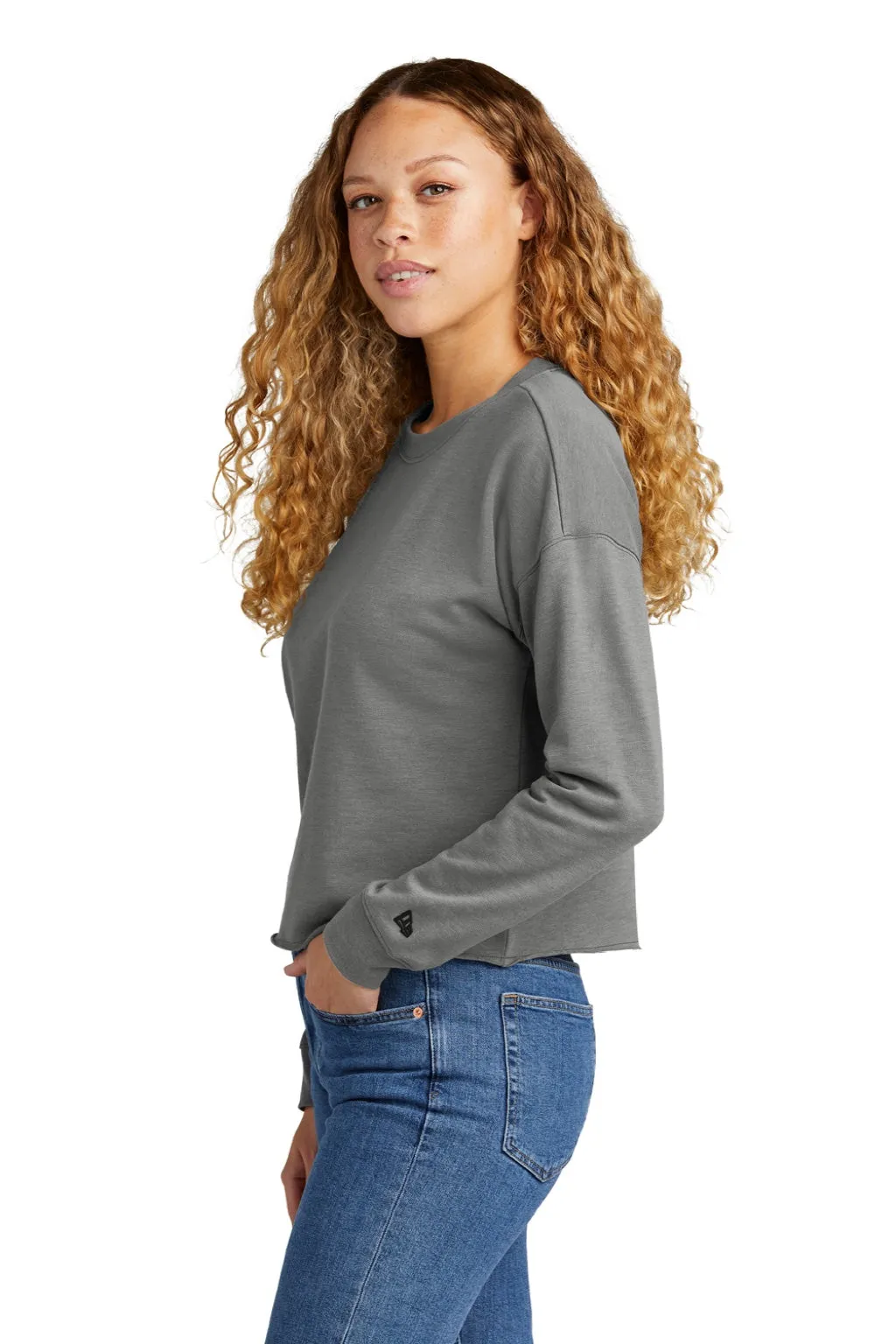New Era Womens Fleece Crop Crewneck Sweatshirt - Heather Shadow Grey
